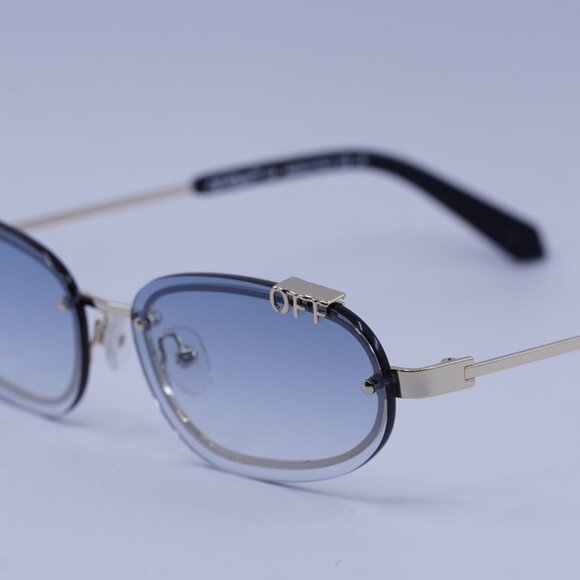Off-White OERI13M MIAMI 7642 Sunglasses Gold Oval Frame, Blue Lenses main image 9